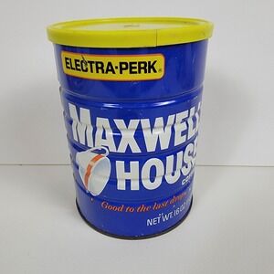 Maxwell House Coffee Electra Perk Tin Can Collectible Kitchen Decor Retro 16 oz